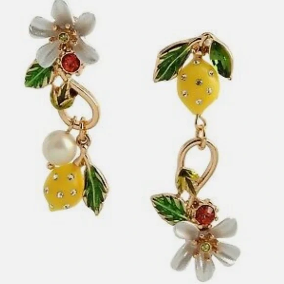 New Betsey Johnson Lemon Mismatched Earrings - Picture 4 of 8